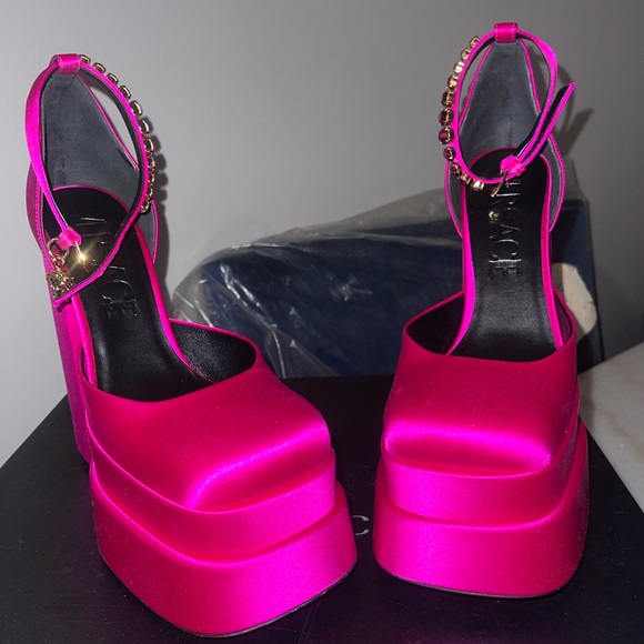 Versace Satin Platform Pumps - Picture 1 of 4